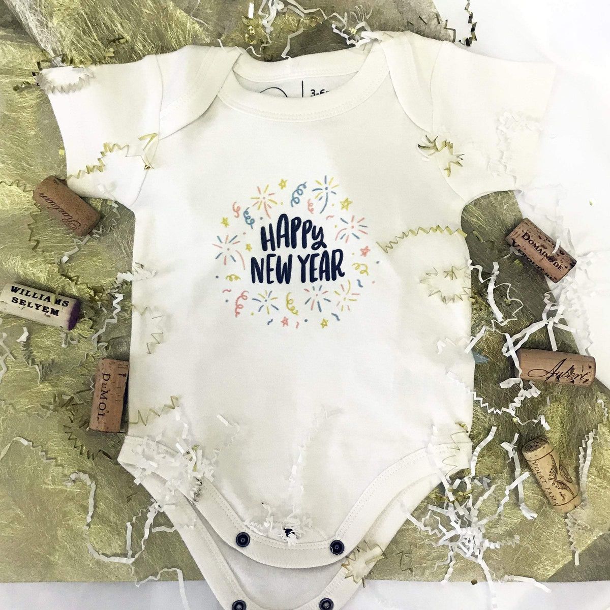 Baby Graphic Bodysuit happy new year 100 Organic Finn Emma