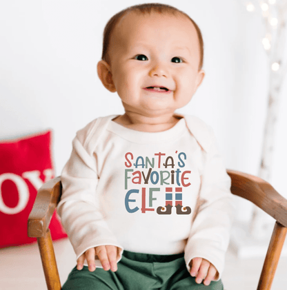 Baby graphic bodysuit | santas favorite elf (long sleeve) finn + emma