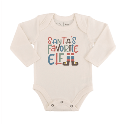 Baby graphic bodysuit | santas favorite elf (long sleeve) finn + emma