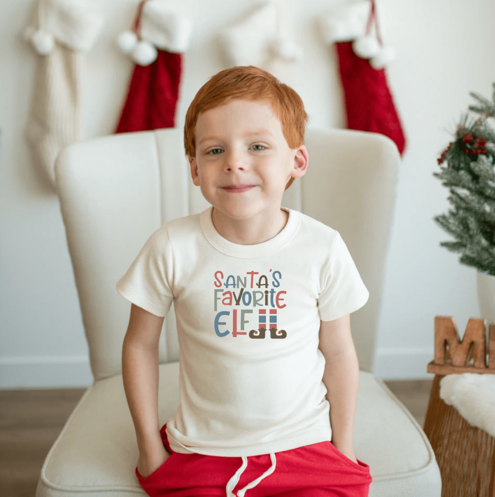 Baby graphic tee | santas favorite elf finn + emma