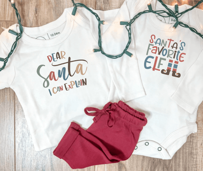 Baby graphic bodysuit | santas favorite elf (long sleeve) finn + emma