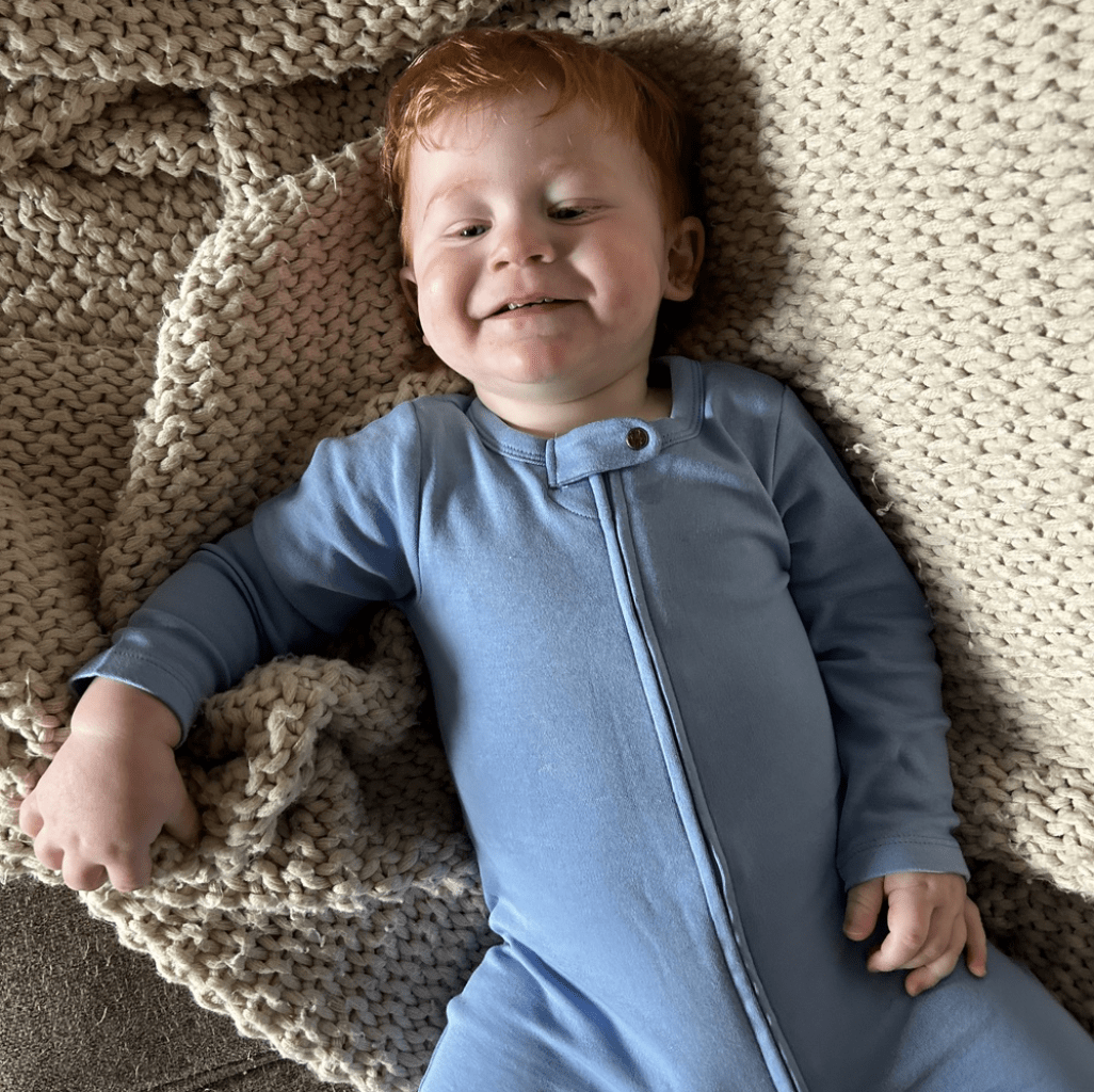 Baby footie |  periwinkle blue Finn + Emma