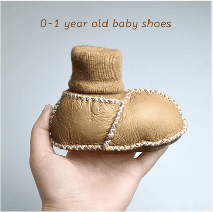 Baby cozy booties | tan Finn + Emma