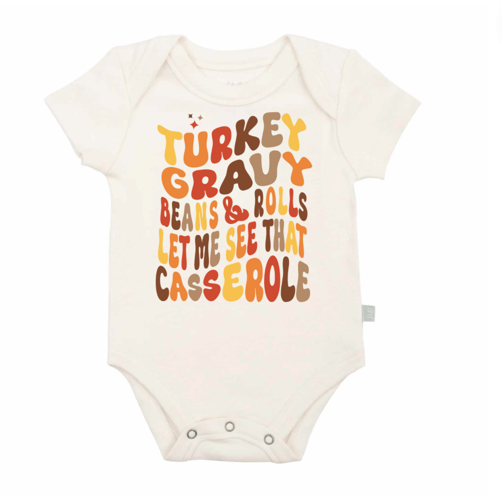 Baby graphic bodysuit | turkey gravy casserole finn + emma