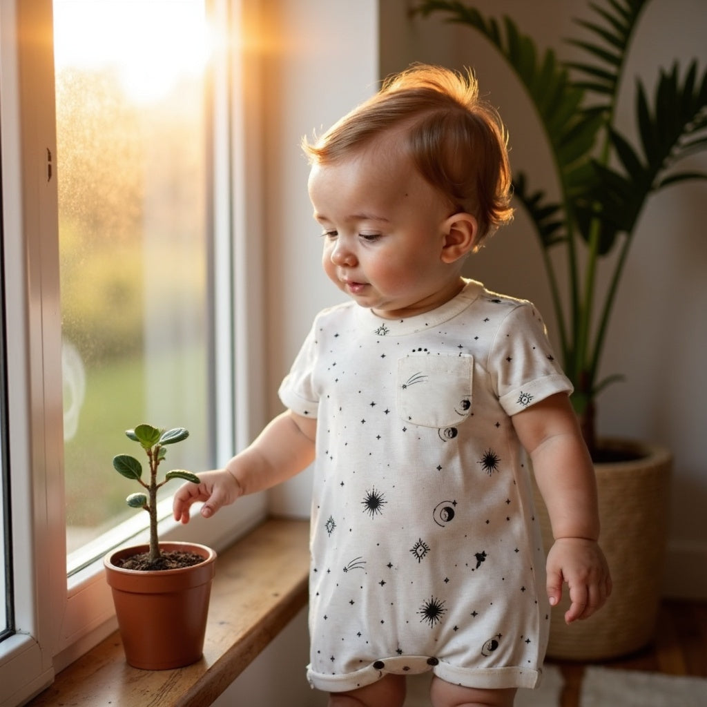 short sleeve romper | celestial