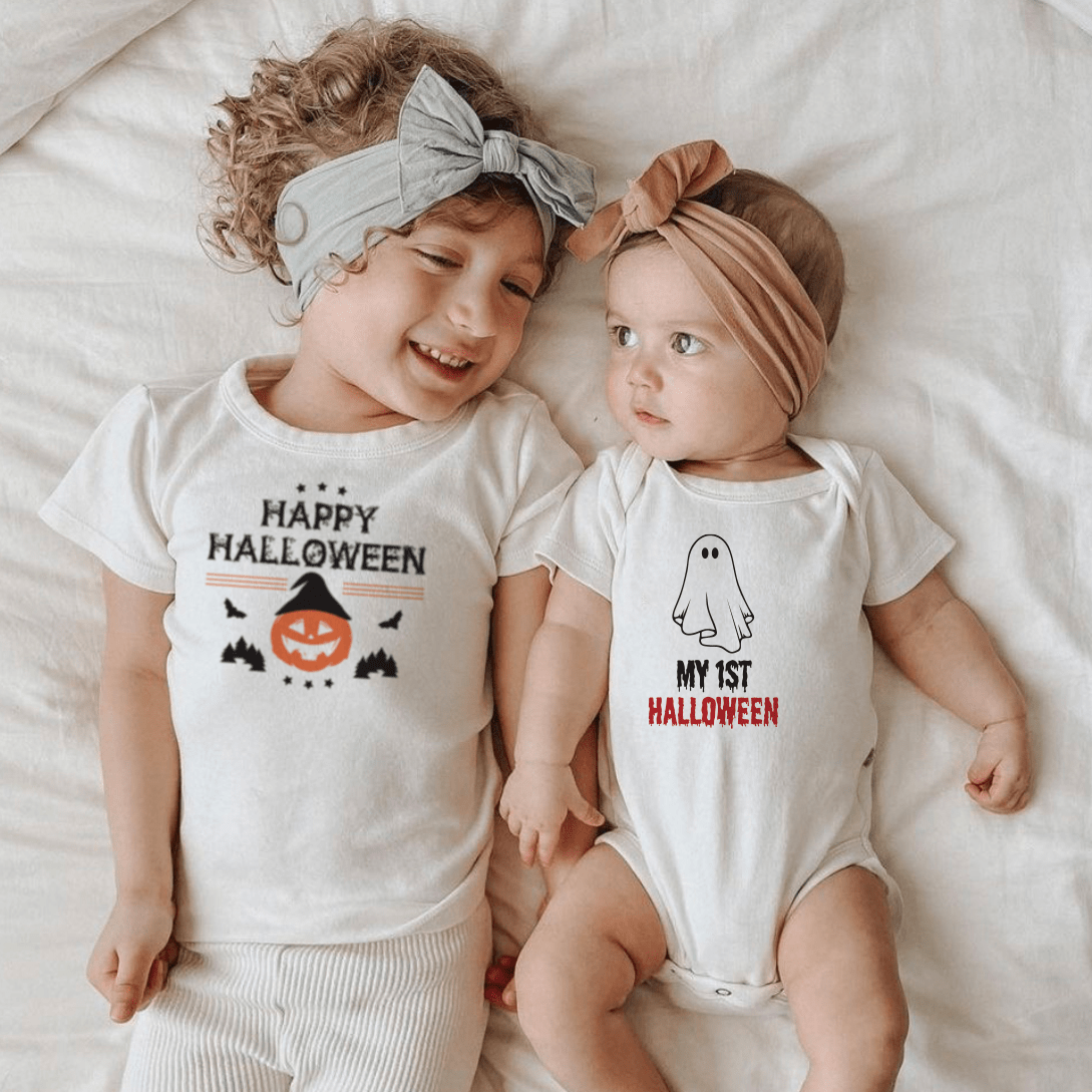 Baby graphic tee | halloween pumpkin finn + emma