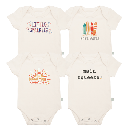 Baby graphic bodysuit set | summer 4 pack + 1 free finn + emma