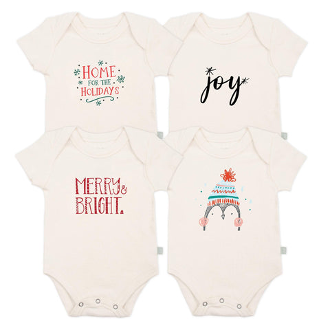 Baby graphic bodysuit set | holiday 4 pack + 1 free finn + emma