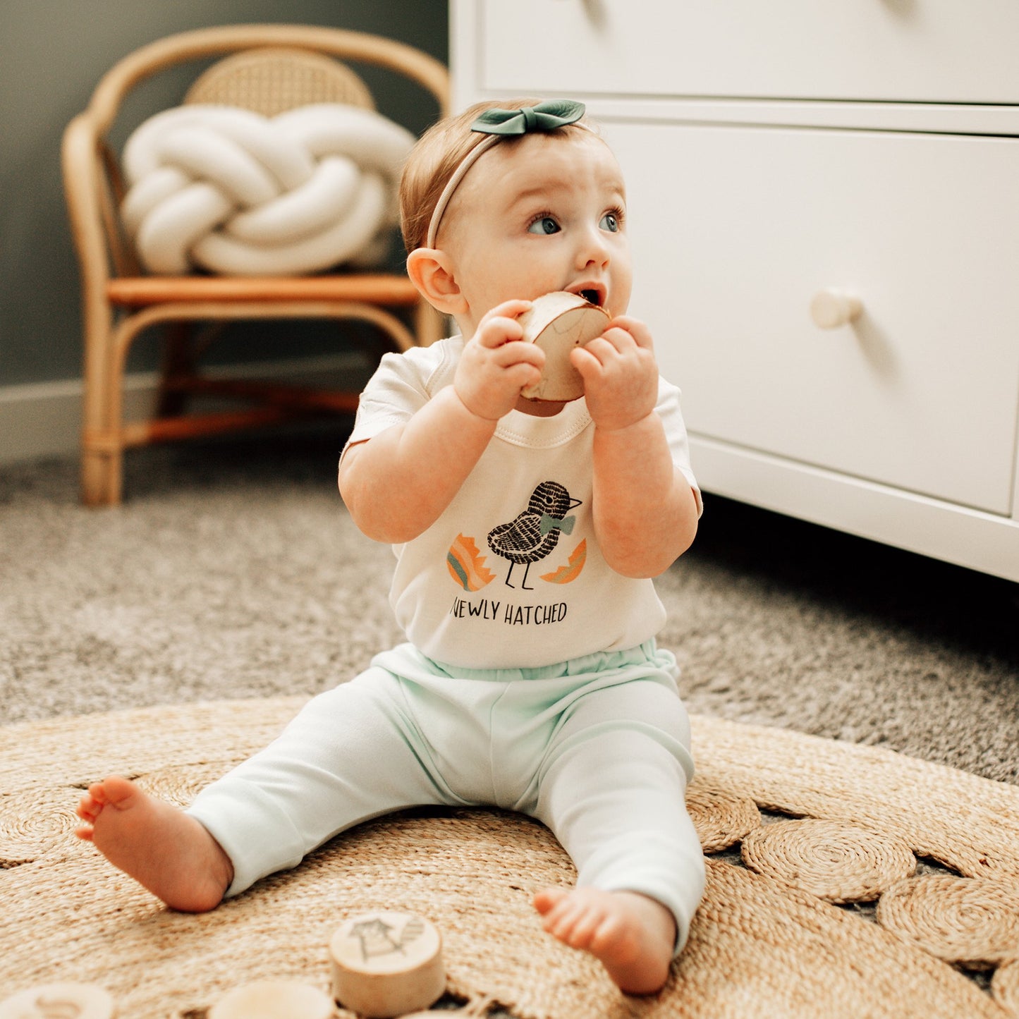 Baby graphic bodysuit | newly hatched finn + emma