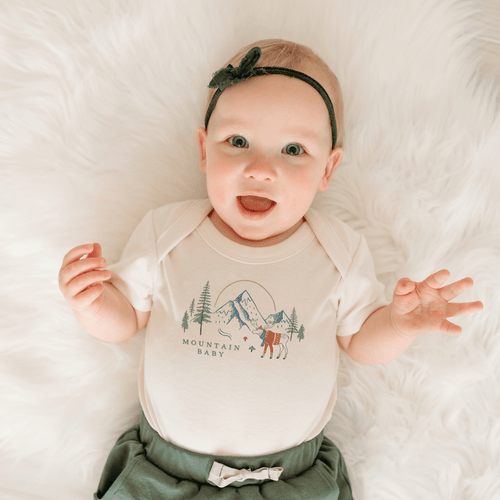 Baby graphic bodysuit | mountain baby finn + emma