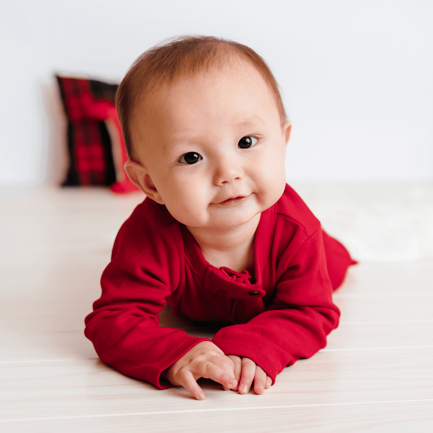 Baby footie | scarlet red finn + emma