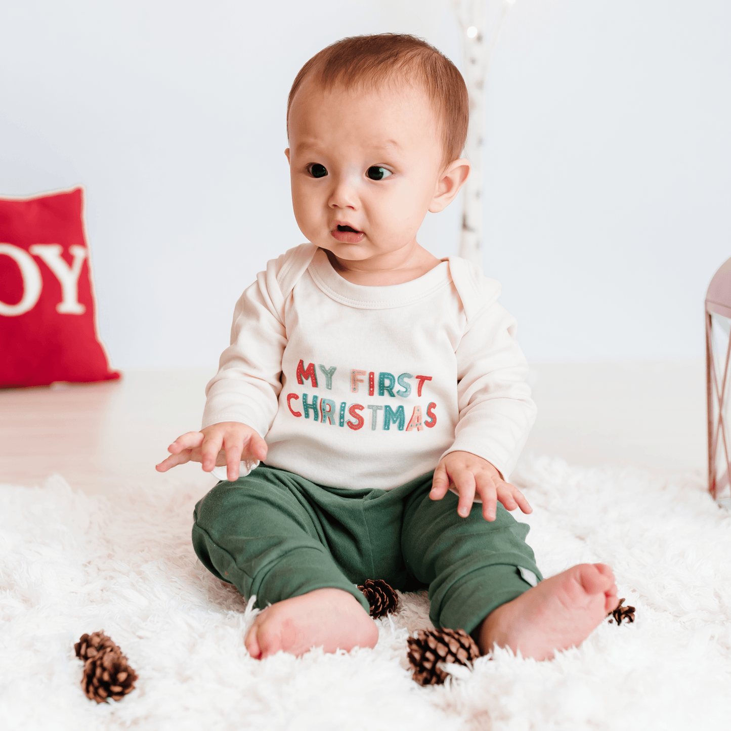 Baby long sleeve graphic bodysuit | my first christmas finn + emma