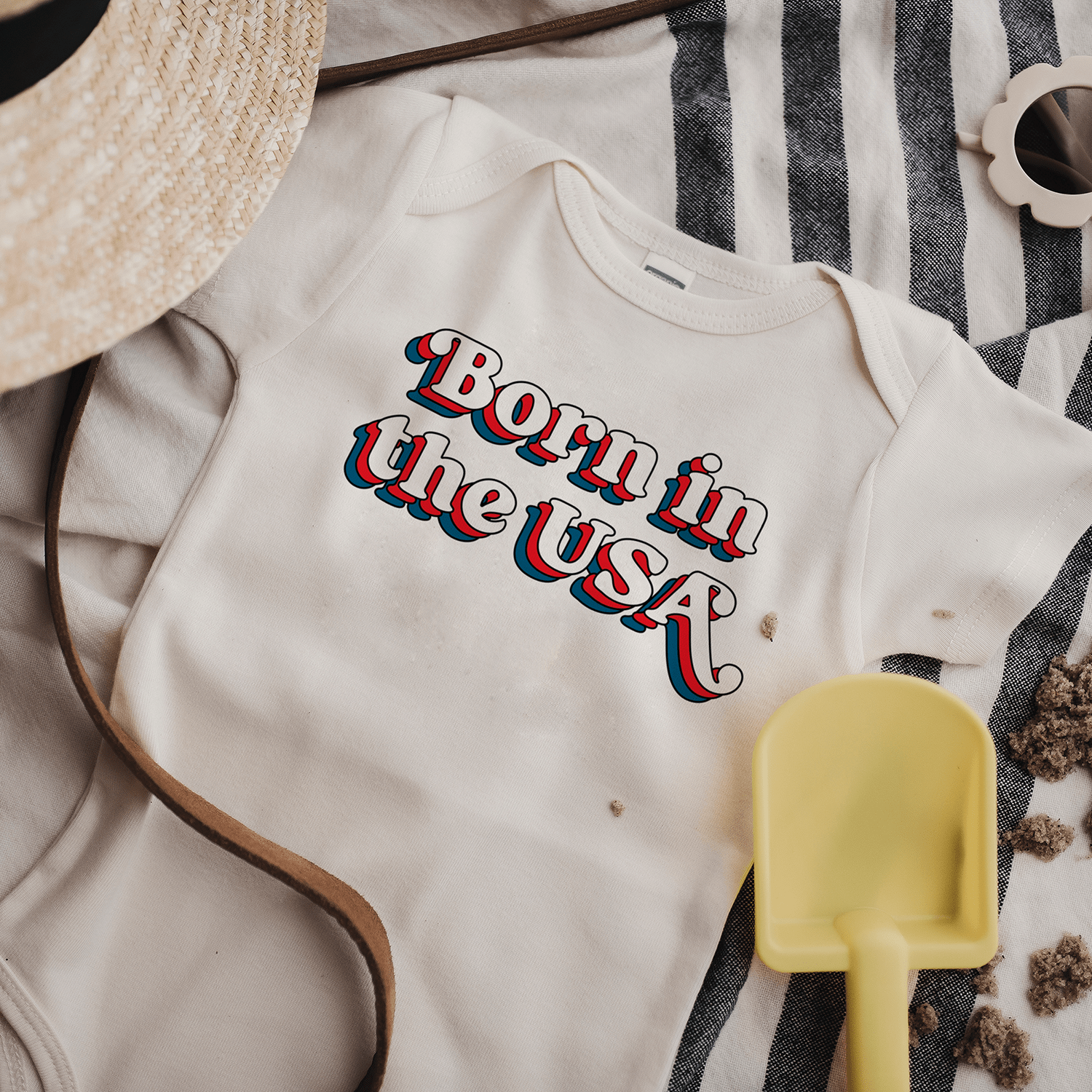 Baby graphic bodysuit | born in the usa finn + emma