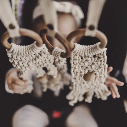 Baby all-in-one toy | macrame mesh & bead finn + emma