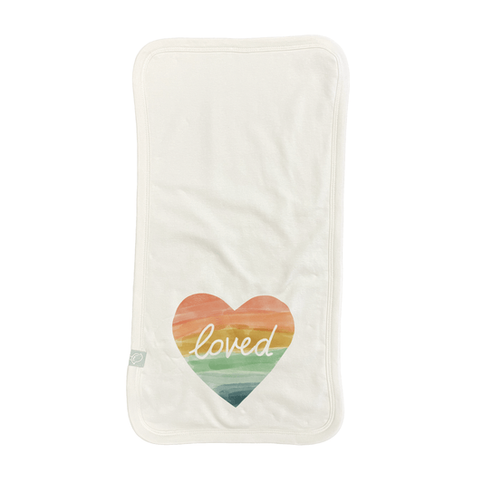 Baby burp cloth | loved rainbow heart finn + emma