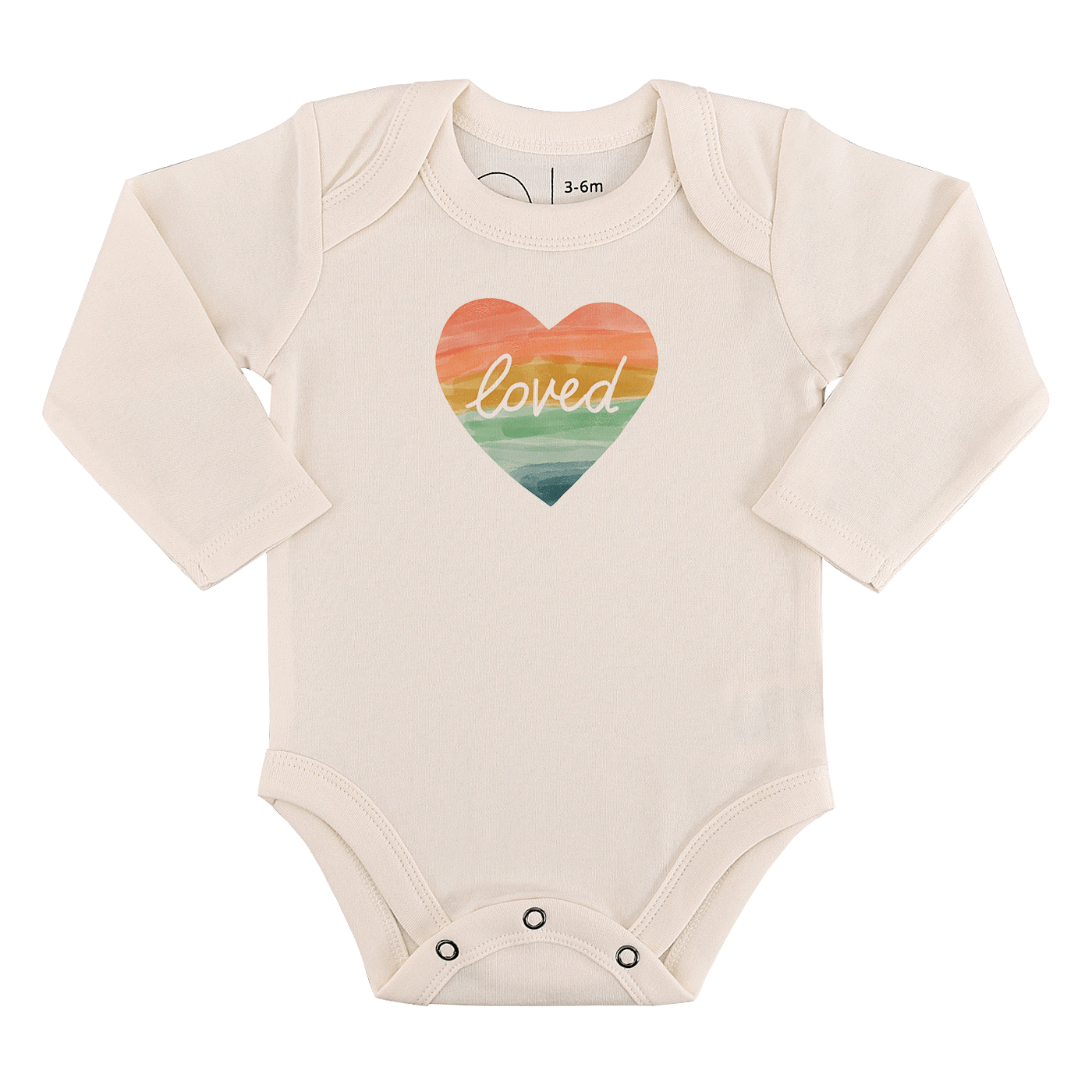 Baby long sleeve graphic bodysuit | loved rainbow heart finn + emma