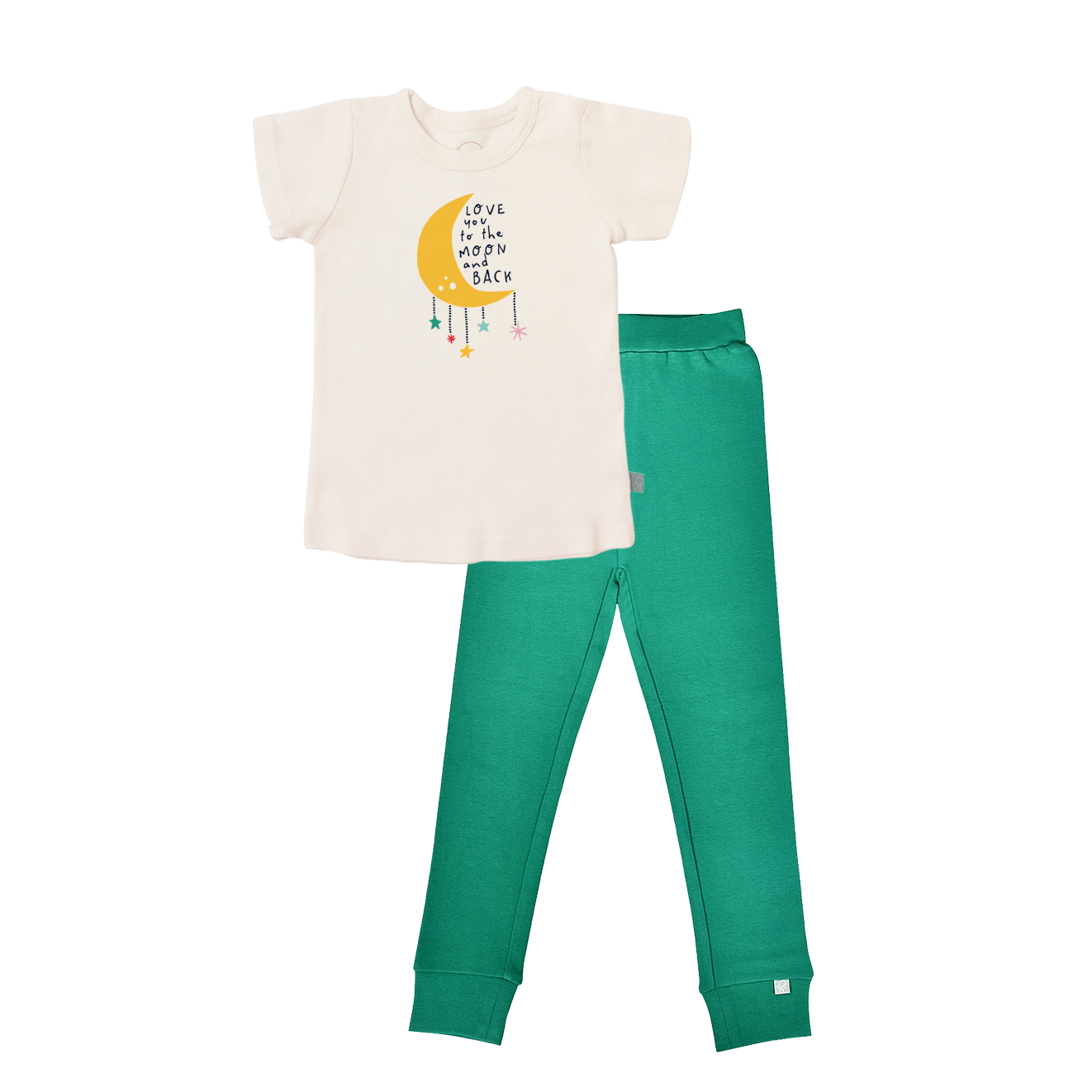 Baby short sleeve pajama set | moon and back emerald finn + emma