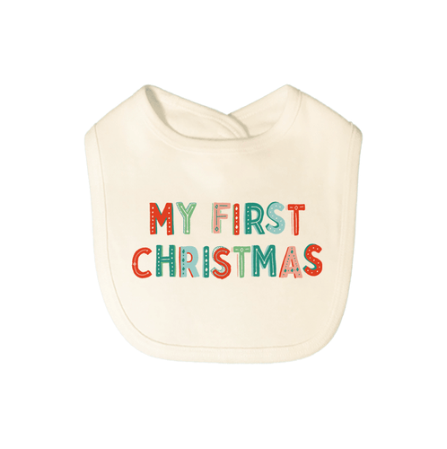 Baby graphic bib | my first christmas finn + emma