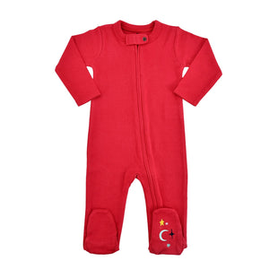 Baby footie | scarlet red finn + emma