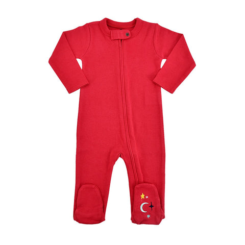 Baby footie | scarlet red finn + emma