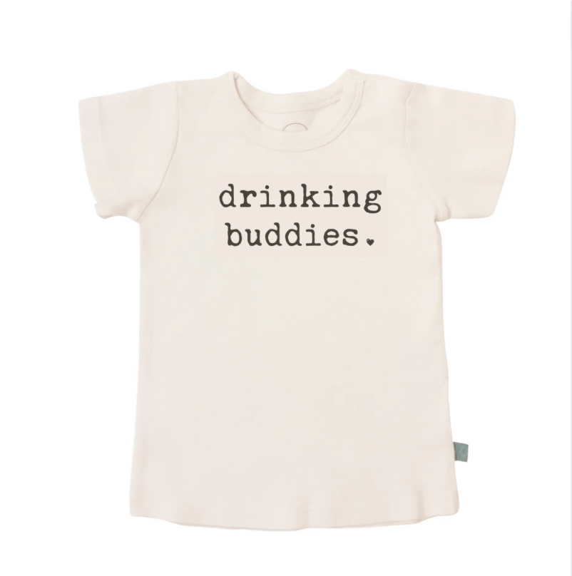 Baby graphic tee | drinking buddies Finn + Emma