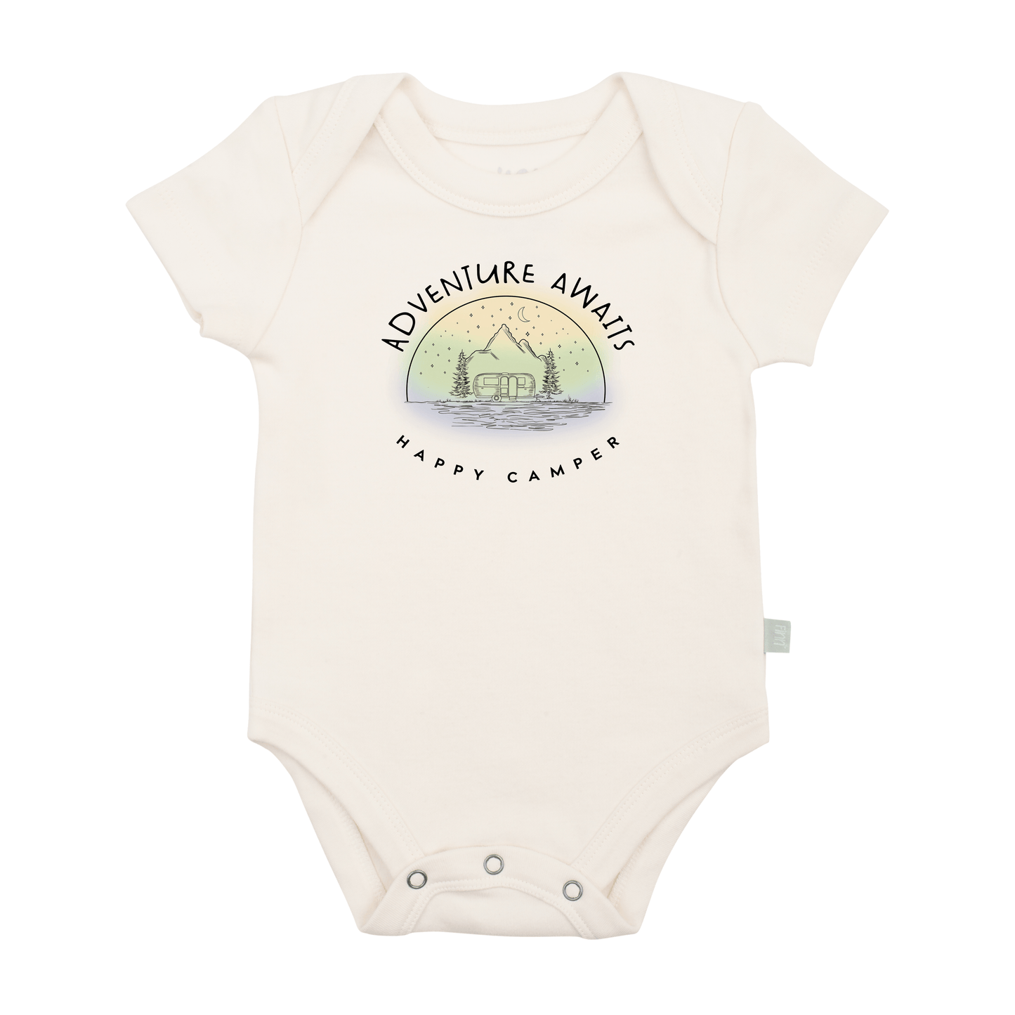 Baby graphic bodysuit | happy camper finn + emma