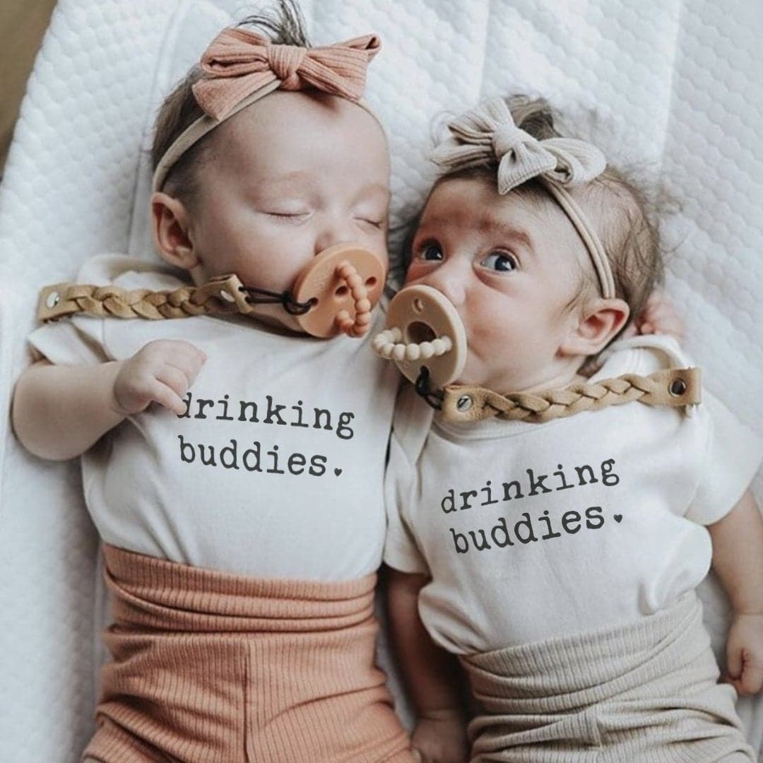 Baby graphic bodysuit | drinking buddies finn + emma