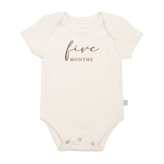 Baby graphic bodysuit | five months milestone taupe finn + emma