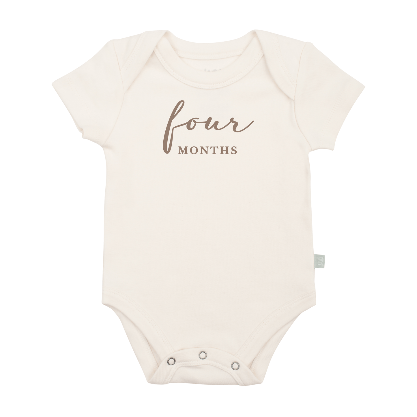 Baby graphic bodysuit | four months milestone taupe finn + emma