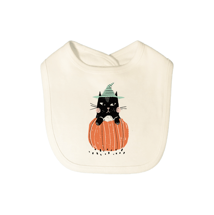 Baby graphic bib | halloween cat finn + emma