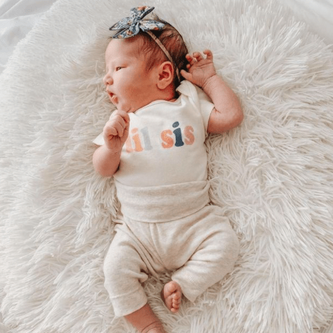 Baby graphic bodysuit | lil sis Finn + Emma