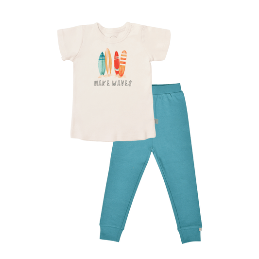 Baby short sleeve pajama set | make waves finn + emma