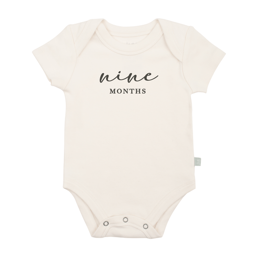 Baby graphic bodysuit | nine months milestone charcoal finn + emma