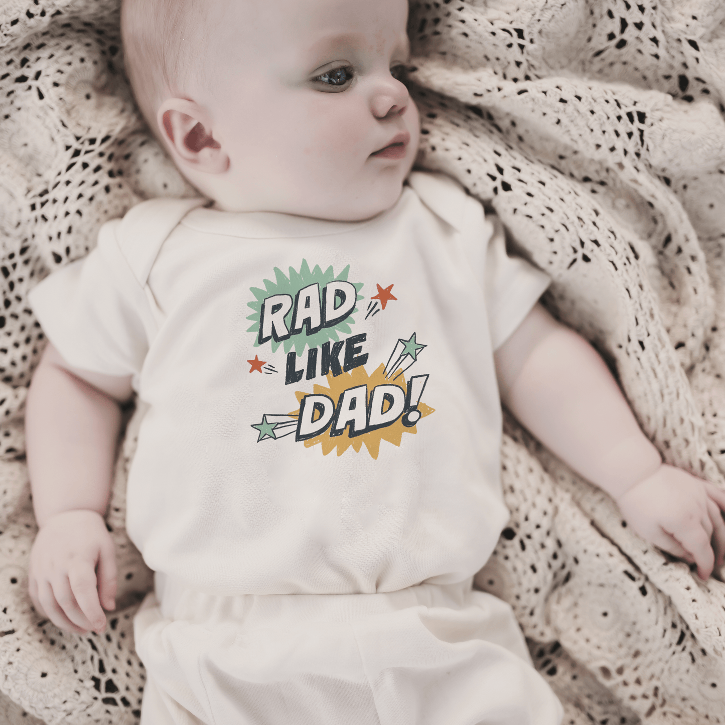 Baby graphic bodysuit | rad like dad explosion Finn + Emma