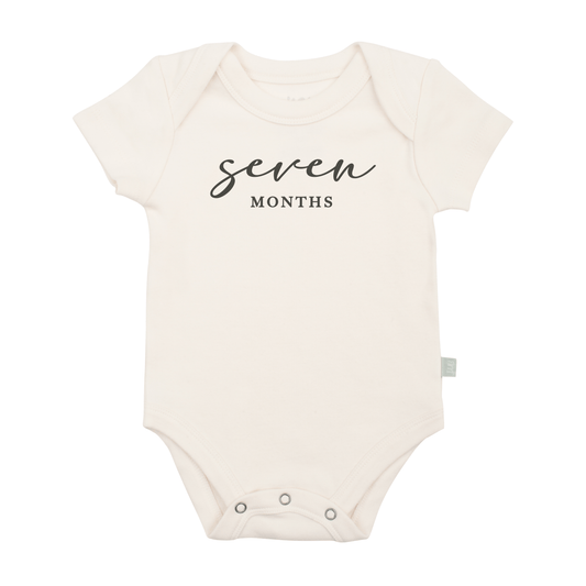 Baby graphic bodysuit | seven months milestone charcoal finn + emma