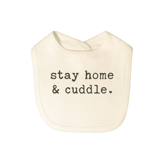 Baby graphic bib | stay home and cuddle finn + emma