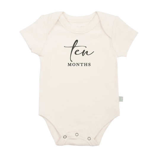 Baby graphic bodysuit | ten months milestone charcoal finn + emma